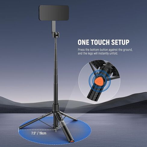 NEEWER Basics 5.48' Magnetic Selfie Stick Tripod Compatible with MagSafe iPhone Android, Portable Travel Cell Phone Stand with Remote, One Button Unfold for Vlog Video Recording Streaming, PA989 in Saudi Arabia