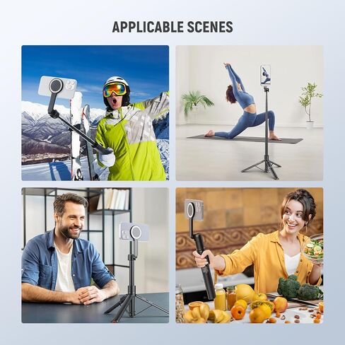 NEEWER Basics 5.48' Magnetic Selfie Stick Tripod Compatible with MagSafe iPhone Android, Portable Travel Cell Phone Stand with Remote, One Button Unfold for Vlog Video Recording Streaming, PA989 in Saudi Arabia