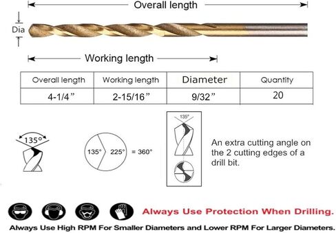 20pcs ، 9/32 "، بتات تويست المغلفة من التيتانيوم in Saudi Arabia