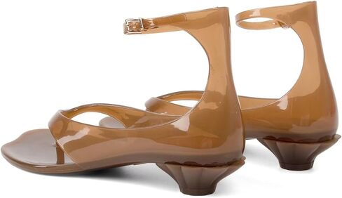 Agodor Jelly Thong Heeled Sandals for Women,Clear Flip Flop Low Kitten Heels for Women Square Open Toe Strappy Summer Casual Beach Adjustable Buckle Dress Sandals in Kuwait