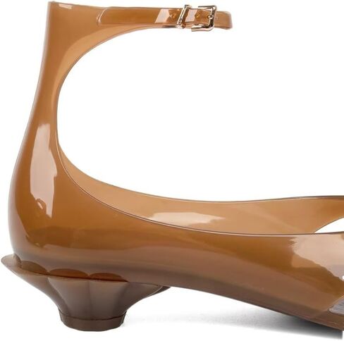 Agodor Jelly Thong Heeled Sandals for Women,Clear Flip Flop Low Kitten Heels for Women Square Open Toe Strappy Summer Casual Beach Adjustable Buckle Dress Sandals in Kuwait