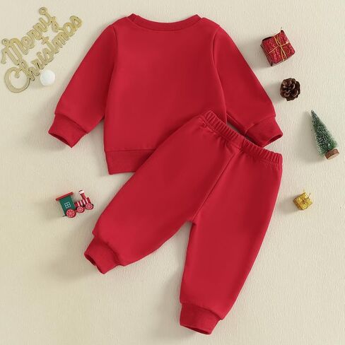 Christmas Outfit Baby Boy Girl Clothes Santa Embroidery Long Sleeve Sweatshirt Pullover Top Casual Pant Set in Kuwait