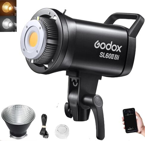 Godox SL60IIBi Bi-Color LED Video Light, 75W 2800K-6500K CCT 25100Lux @1M, CRI96+/TLCI97+, Bowens Mount Studio LED Light, App&Remote Control - Continuous Lighting for Photography&Video in Saudi Arabia
