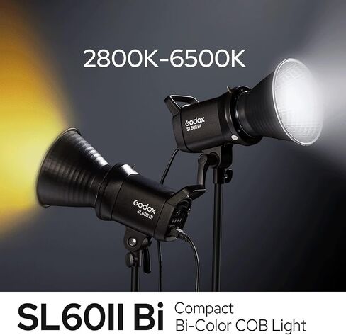 Godox SL60IIBi Bi-Color LED Video Light, 75W 2800K-6500K CCT 25100Lux @1M, CRI96+/TLCI97+, Bowens Mount Studio LED Light, App&Remote Control - Continuous Lighting for Photography&Video in Saudi Arabia