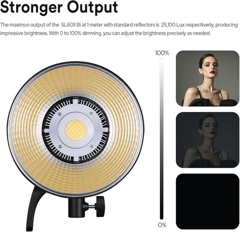 Godox SL60IIBi Bi-Color LED Video Light, 75W 2800K-6500K CCT 25100Lux @1M, CRI96+/TLCI97+, Bowens Mount Studio LED Light, App&Remote Control - Continuous Lighting for Photography&Video in Saudi Arabia