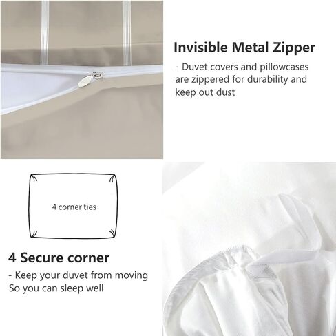 2PCS Beige Davet Cover مجموعة Toddler ، وغطاء لحاف ميكروفيه واحد ووسادة واحدة ، وفراش هندسة الشبكة البسيطة الحديثة للأطفال الفتيات والمراهقين ، والربط الزاوية والسبالة in Kuwait