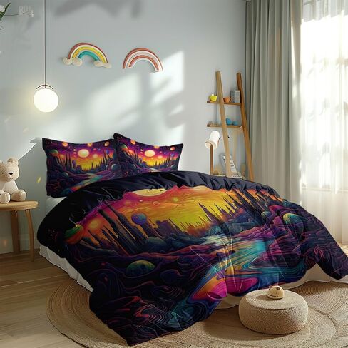 2PCS Dark Blue Duvet Cover Set Toddler, 1 Microfiber Duvet Cover and 1 Pillowcase, Starry Night Sky Capricorn Constellation Bedding for Kids Girls Boys and Teens, Corner Ties and Zipper in Saudi Arabia