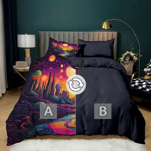 2PCS Dark Blue Duvet Cover Set Toddler, 1 Microfiber Duvet Cover and 1 Pillowcase, Starry Night Sky Capricorn Constellation Bedding for Kids Girls Boys and Teens, Corner Ties and Zipper in Saudi Arabia