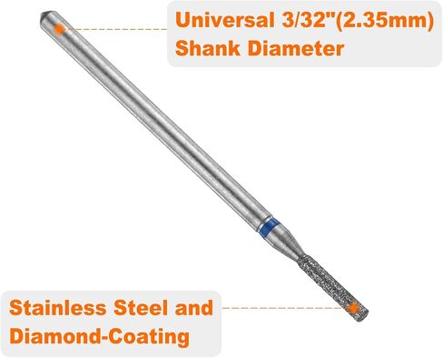 HARFINGTON 8pcs 120-140 Grits Diamond Grinding Bit 2.3mm Cylinder Head 2.35mm Shank 10mm Length Stone Sanding Drill Bits Rotary Tool for Ceramic Glass Nails Grinding Polishing in Saudi Arabia