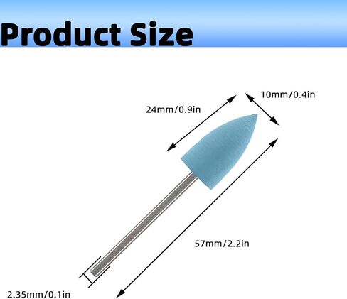 10Pcs Silicone Rubber Polishing Bit – 2.35mm Shank Pointed Polishing Head for Electric Grinder Rotary Buffing (800 Grits Blue, 10) in Kuwait