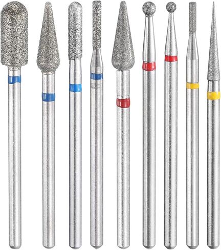 Harfington 9pcs pit priting bit set 1.35/1.6/1.8/2.3/2.5/4.2/5mm 2.35mm Stone Sanding Stone Bits أداة دوارة للأظافر الزجاجية الخزفية الطحن تلميع in Saudi Arabia