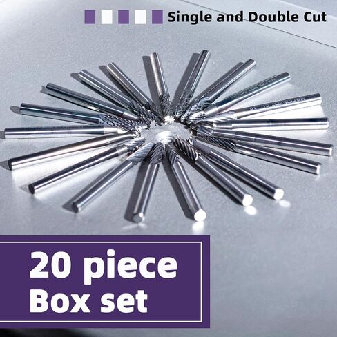 20pcs carbide ملف دوار مجموعة 1/8 "Shank Professional Carbide Bitt Bits Kit for Precision Metal/Wood Corving ، CNC Deburring & Jewelry Making in Kuwait