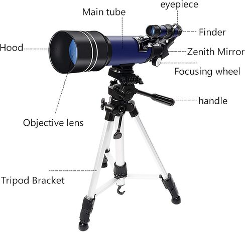 تلسكوب فلكي للأطفال المبتدئين البالغين 70 ملم تلسكوبات الانكسار الفلكية أحادية الطول مع ارتفاع هاتف ترايبود قابل للتعديل أبيض (أبيض) in Kuwait