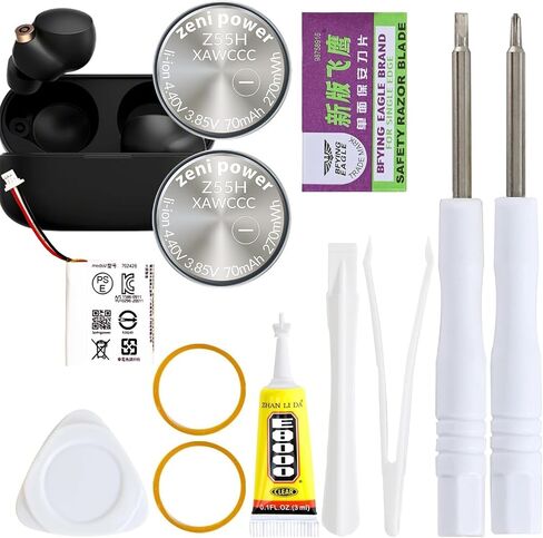 بطاريات 2PCS Z55H وبطارية حالة الشحن ، استبدال WF-1000XM4 WF-1000XM3 WF-SP900 WF-H800 WF-SP700N WF-XB700 WF-C700N WF-C500 WI-SP600N مع أداة لاصقة 3.85V 70MAH in Kuwait