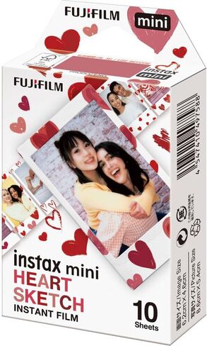 FUJIFILM INSTAX MINI Heart Sketch Instant Film (10 Exposures) Bundle with Microfiber Cleaning Cloth in Saudi Arabia