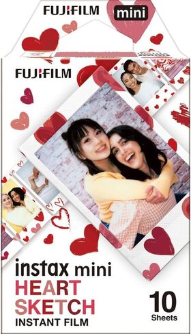 FUJIFILM INSTAX MINI Heart Sketch Instant Film (10 Exposures) Bundle with Microfiber Cleaning Cloth in Saudi Arabia
