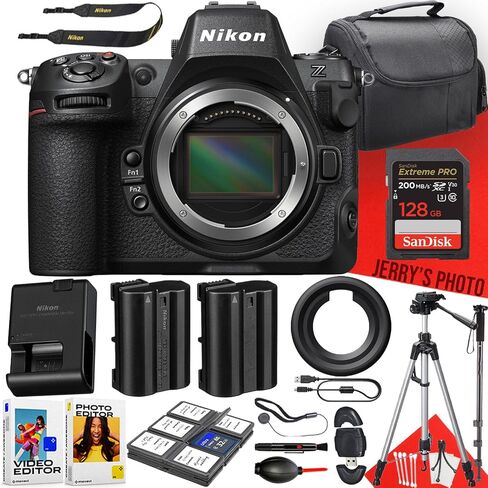 Nikon Z8 Camera بدون مرآة (الجسم فقط) + 128 جيجابايت ذاكرة + ترايبود + مونوبود + بطارية إضافية + مجموعة تنظيف ديلوكس + حالة الكاميرا + المزيد (حزمة 22 ٪) (متجددة) in Saudi Arabia