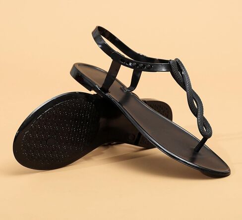 Sandals for Womens Thong Flip Flops Jelly Shoes Adjustable T-Strap Jellies Flats Clear Dress Slipper Summer Beach Slides Quick Dry Soft Slip On in Kuwait