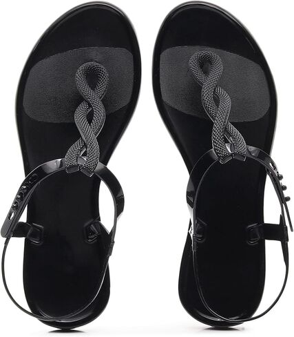 Sandals for Womens Thong Flip Flops Jelly Shoes Adjustable T-Strap Jellies Flats Clear Dress Slipper Summer Beach Slides Quick Dry Soft Slip On in Kuwait