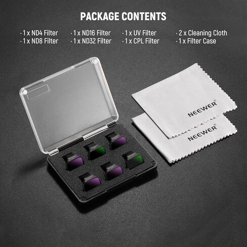 مجموعة مرشح NEWER ND متوافقة مع DJI MINI 4K/2 SE/SE/2/MAVIC MINI (6 حزمة) ، ND4/8/16/32 CPL UV Multicoated HD HD CLASS Censy Filters Accsities Drone Assories ، 2x Cleaning Cloth ، FL-B31 in Kuwait