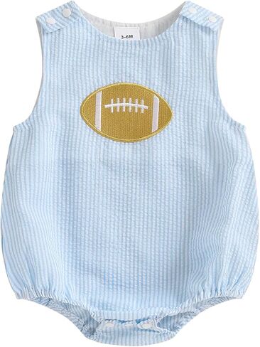 Baby Boy Football Outfit Newborn Football Onesie Bubble Romper Striped Overalls Sleeveless Bodysuit Summer Clothes in Kuwait