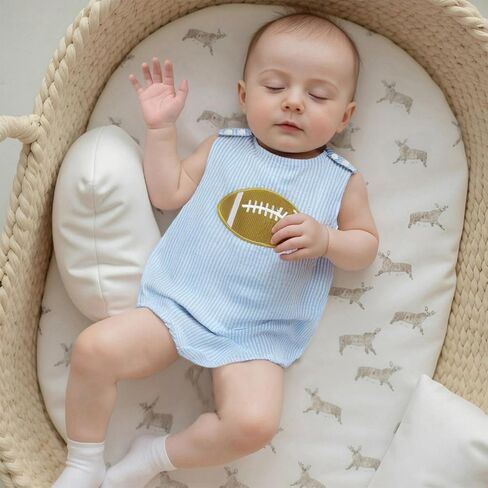 Baby Boy Football Outfit Newborn Football Onesie Bubble Romper Striped Overalls Sleeveless Bodysuit Summer Clothes in Kuwait