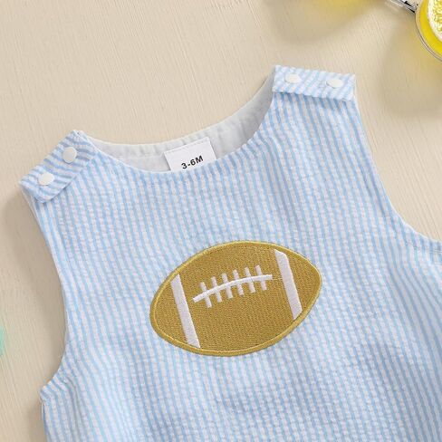 Baby Boy Football Outfit Newborn Football Onesie Bubble Romper Striped Overalls Sleeveless Bodysuit Summer Clothes in Kuwait