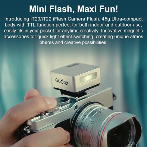 GODOX iT20 C/N/S/F/O iFlash TTL Camera Flash Light, 700+ Flashes & 1.5 s Recycling, 6 Stops (1/32 to 1/1 Power), Built in Battery with Magnetic Diffuser & Filter (Sliver, for Sony) in Saudi Arabia