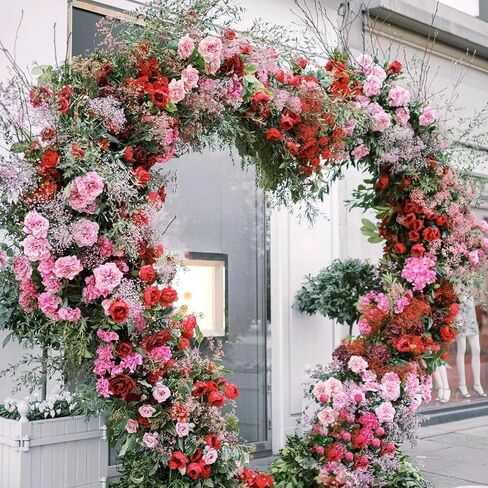 7FT Metal Double Heart Backdrop Stand Heart Arch Stand for Proposal Wedding Balloon Arches for Ceremony Valentine's Day Birthday Party Decoration (White) in Saudi Arabia
