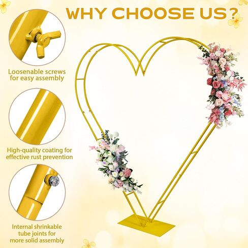 7FT Metal Double Heart Backdrop Stand Heart Arch Stand for Proposal Wedding Balloon Arches for Ceremony Valentine's Day Birthday Party Decoration (White) in Saudi Arabia