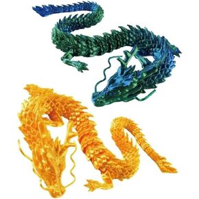 3D Printed Dragon, 3D Printed Crystal Dragon, Home Office Desktop Decoration Fish Tank Landscape, car Decoration, (Yellow greeen, 12 inches)