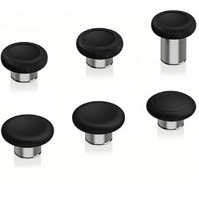 eXtremeRate 6 in 1 Metal Replacement Thumbsticks for Xbox Elite Series 2 Controller, Black & Metallic Hero Gold Swappable Magnetic Analog Stick Joystick Caps for Xbox Elite 2 Controller -Model 1797