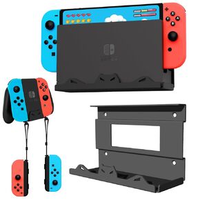 Wall Mount for Nintendo Switch/Switch OLED -Steel Switch Wall Mount with Controller Holder Safely Store Your Switch Console Near or Behind Your TV
