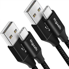 كابل USB C من etguuds شحن سريع بطول 6 أقدام، سلك شاحن من النوع USB A إلى USB C لهاتف Samsung Galaxy S23 S22 S21 S20 S10 S10E، A10e A11 A13 A03s A52 A53، Z Fold 4 3/Flip 4 3 5G، Note 20 10 9، موتو جي