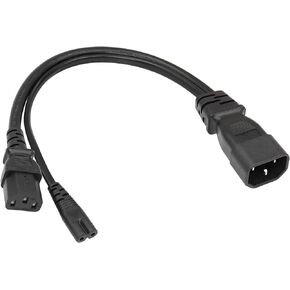 C14 to C13+C7 Y Splitter Power Plug Cord YACSEJAO 10A/250V IEC 320 C14 Male to C13+C7 Female Splitter AC Power Extension Adapter Cable(1FT/30CM)