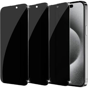 Privacy Screen Protector iPhone 15 pro max//15 Plus 6.7 inch, Sensor Protection,9H Full Coverage Screen Tempered Glass Anti-Spy Bubble Free Case Friendly, 3 Packs