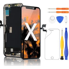 Yodoit for iPhone X Screen Replacement COF FHD LCD Display 3D Touch Digitizer 5.8 Inch Glass with Repair Tool Kit, Compatible with Model A1865, A1901, A1902
