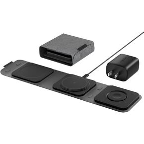 3 in 1 Wireless Charging Station for Apple 15W iPhone Charging Station Foldable Charger Travel Charging Station MagSafe Compatible with iPhone 15 14 13 12 Series Airpods/Apple Watch