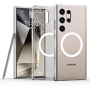 for Galaxy S24 Ultra case [Magsafe Compatible] [Non-Yellowing] Hard PC Back Cover Soft TPU Shock-Proof Edge Suitable for Samsung Galaxy S24 Ultra