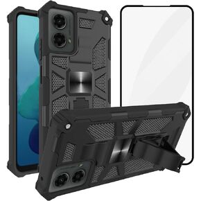 حافظة هاتف Ailiber لهاتف Motorola Moto G 5G 2024/Moto G Play 5G 2024 [لا تناسب 4G]، مع واقي شاشة، لحامل السيارة المغناطيسي، حامل مسند، غطاء حماية شديد التحمل مقاوم للصدمات - أرجواني أزرق
