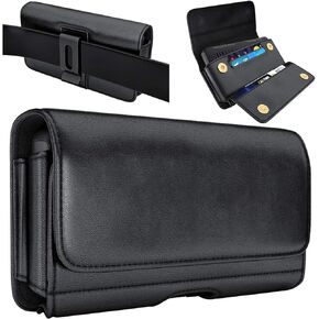 DeBin Holster for iPhone 15 Pro Max Plus, 14 Pro Max 13 Pro max 12 Pro Max 11 Pro Max, Xs Max, 8 Plus, 7 Plus Cell Phone Belt Holder Case with Clip ID Card Pouch Cover (Fits Phone with Case on) Large