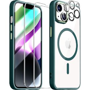 Dssairo Magnetic for iPhone 12 Pro Max case,with 2× Screen Protector,Compatible with Magsafe,Military-Grade Drop Shockproof Protective Slim Matte Cover for 12 Pro Max 6.7 inch (Pink)