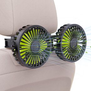 USB Car Cooling Fans for Backseat: Dual Head Car Fan for Kids 3 Speeds 360° Rotatable Vehicle Rear Headrest Fans 5V Powerful Electric Air Circulation Fan for Sedan SUV RV Truck