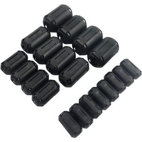 (Pack of 20pcs) Clip-on Ferrite Ring Core RFI EMI Noise Suppressor Cable Clip for 3mm/ 5mm/ 7mm/ 9mm/ 13mm Diameter Cable, Black