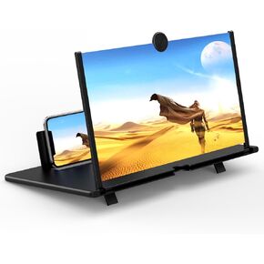 20" Screen Magnifier for Mobile Phone –3D HD Cell Phone Magnifying Projector Screen Enlarger for Movies, Videos, and Gaming–Foldable Phone Stand with Screen Amplifier–Supports All Smartphones (Black)