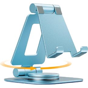 Nulaxy Rotatable Cell Phone Stand, Fully Adjustable Foldable Desktop Phone Holder Cradle Dock, Thick Case Friendly, Compatible with All Phones, Nintendo Switch, Gray