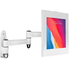 تركيبها! حامل جداري للكمبيوتر اللوحي مضاد للسرقة متوافق مع iPad 10 و9 و8 وiPad Pro 10.5 وiPad Air 10.5، كشك قفل لجهاز iPad، كشك فولاذي مثبت على الحائط بحركة كاملة، أسود