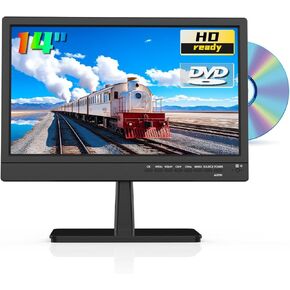 14 Inch LED HD Widescreen TV with Built-in DVD Player, 1080p Small Flat Screen TV DVD Combo w/ATSC Tuner/HDMI/USB/AV/VGA Input, 12 Volt TV Suitable for Kitchen Bedroom RV Camper