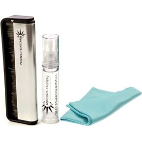 Vinyl Record Cleaning Brush Set - Carbon Fiber Brush, Microfiber Cloth and Anti-Static Solution Kit by Record-Happy. Keep Your Prized Album Collection Like New