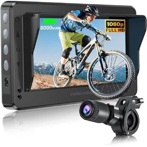 PARKVISION New Bicycle Rear View Camera with Anti-Glare Sunshade -4.3''Waterproof HD 1080P Monitor with Auto Dim -8000mah Rechargeable Battery -3 Mins Installation Bike Camera for Mountain Ebike